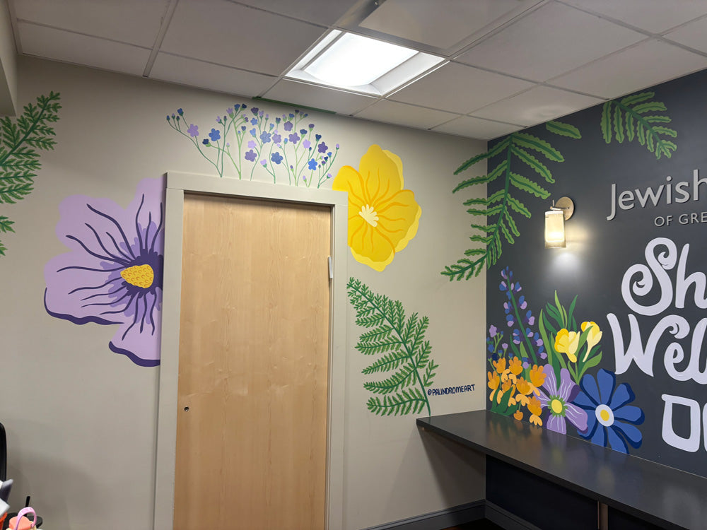 A mural of local wildflowers