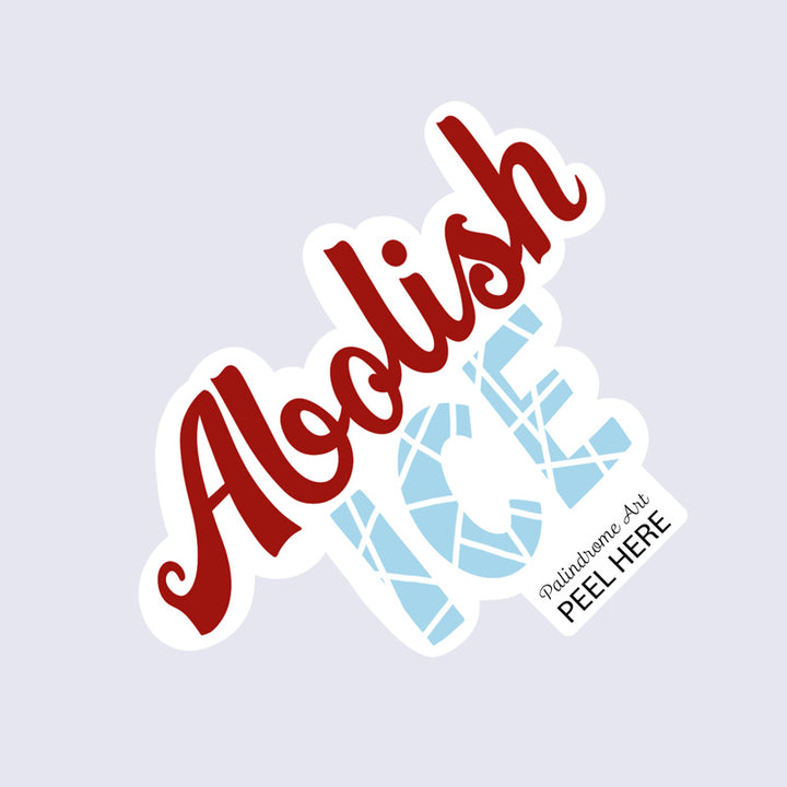 Sticker with 'Aloolish' text and a blue design on a light gray background