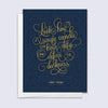 hanukkah card with Anne Frank quote "look at how a single candle can both defy and define the darkness"