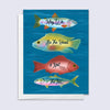 greeting card with illustrated fish swimming in the ocean with text "may we be the head and not the tail"