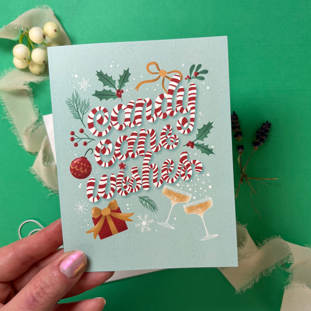 Candy Cane Wishes Greeting Card