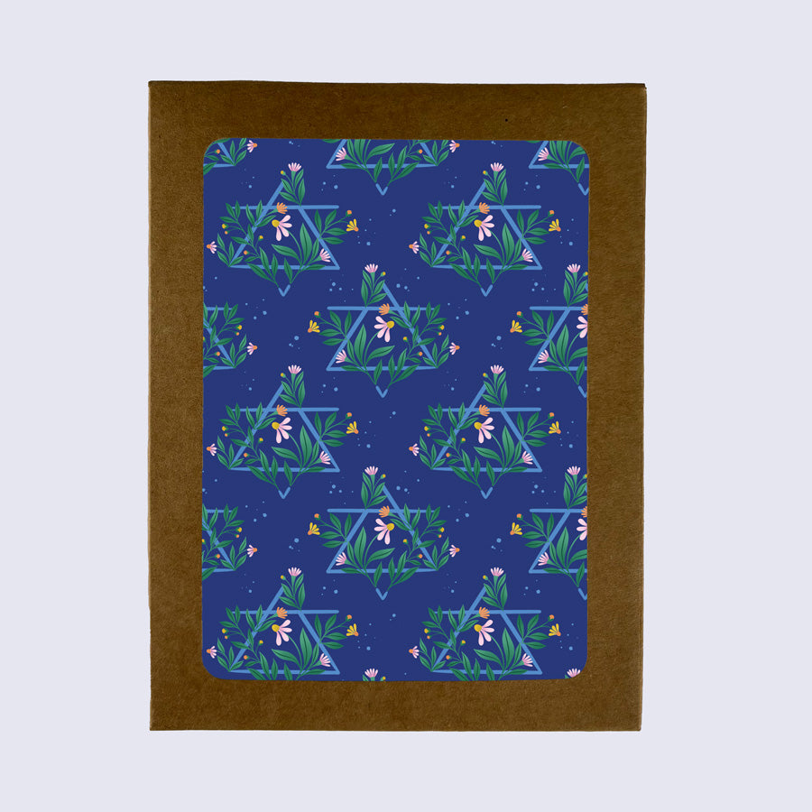 greeting card set of jewish stars with flowers
