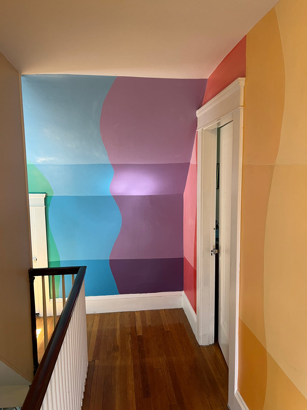 abstract rainbow wall mural in different shades