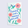 journal with a hummingbird, flowers, and the quote 'Productivity is not a measure of your worth' 