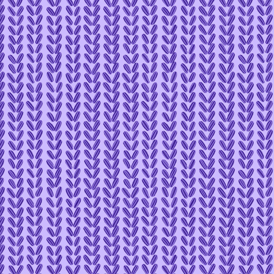 Pattern of purple knit stitches on a light purple background