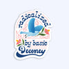 Sticker with a blue bird and floral design on a white background