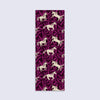 dark purple bookmark with purple vining leaves and cream unicorns