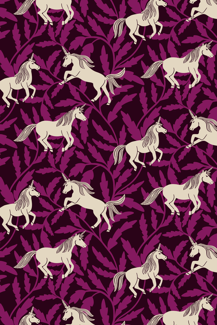 Unicorn pattern on a purple background