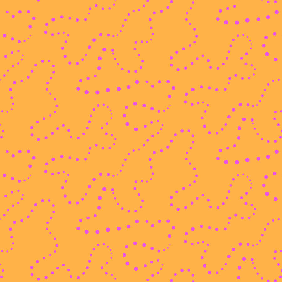 Pattern of pink circles on a yellow background