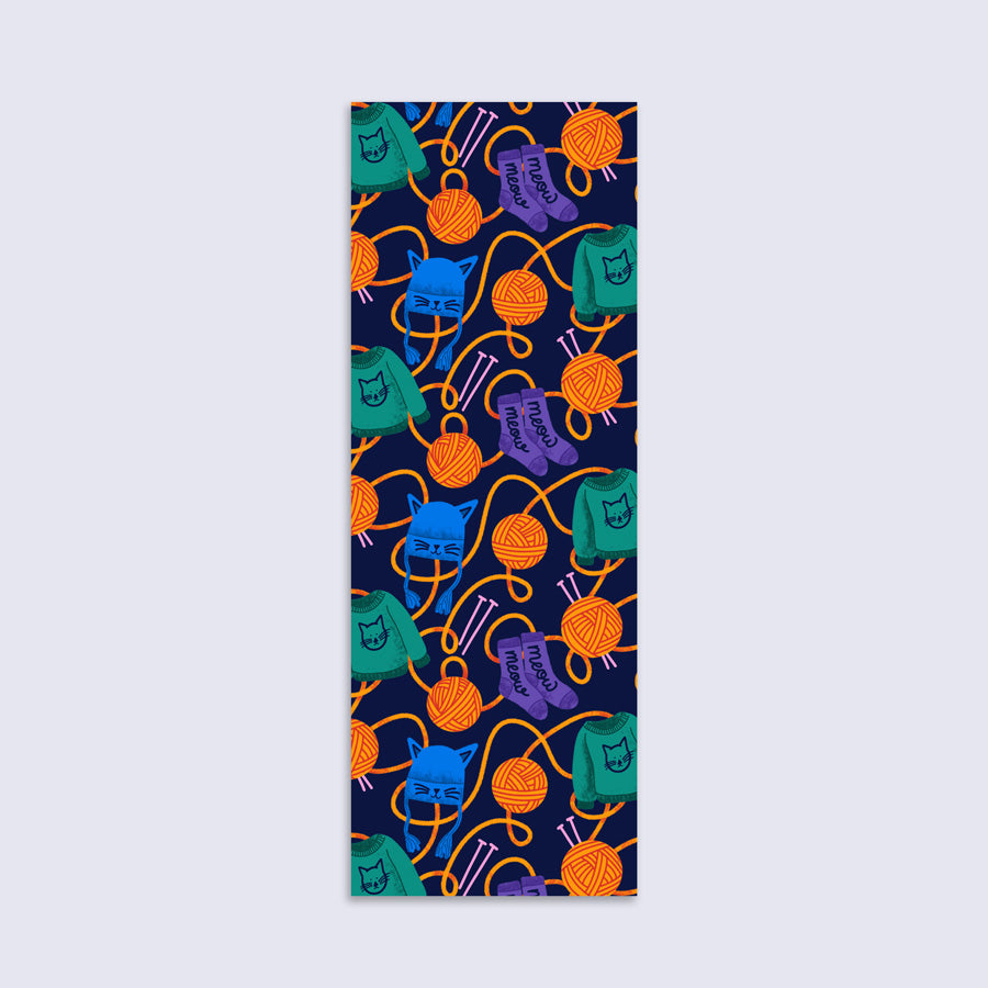 bookmark with colorful cat and yarn pattern