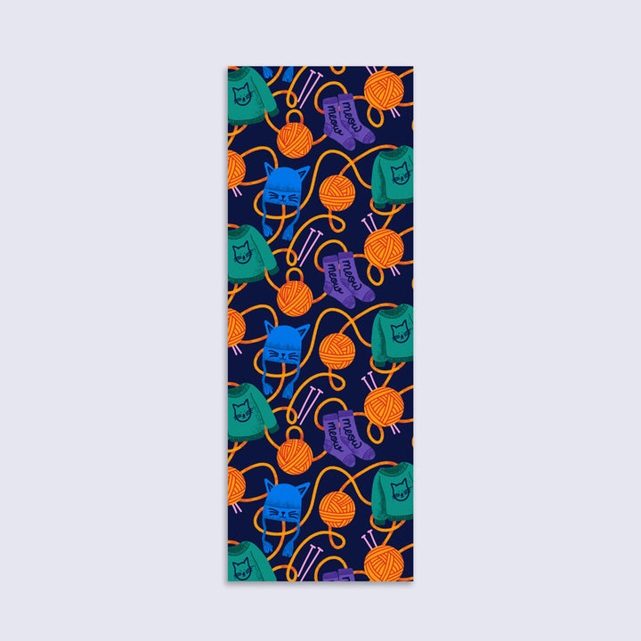 bookmark with colorful cat and yarn pattern