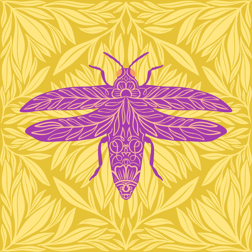 Yellow Bug Design Custom Illustration and Hand Lettering – Palindrome Art